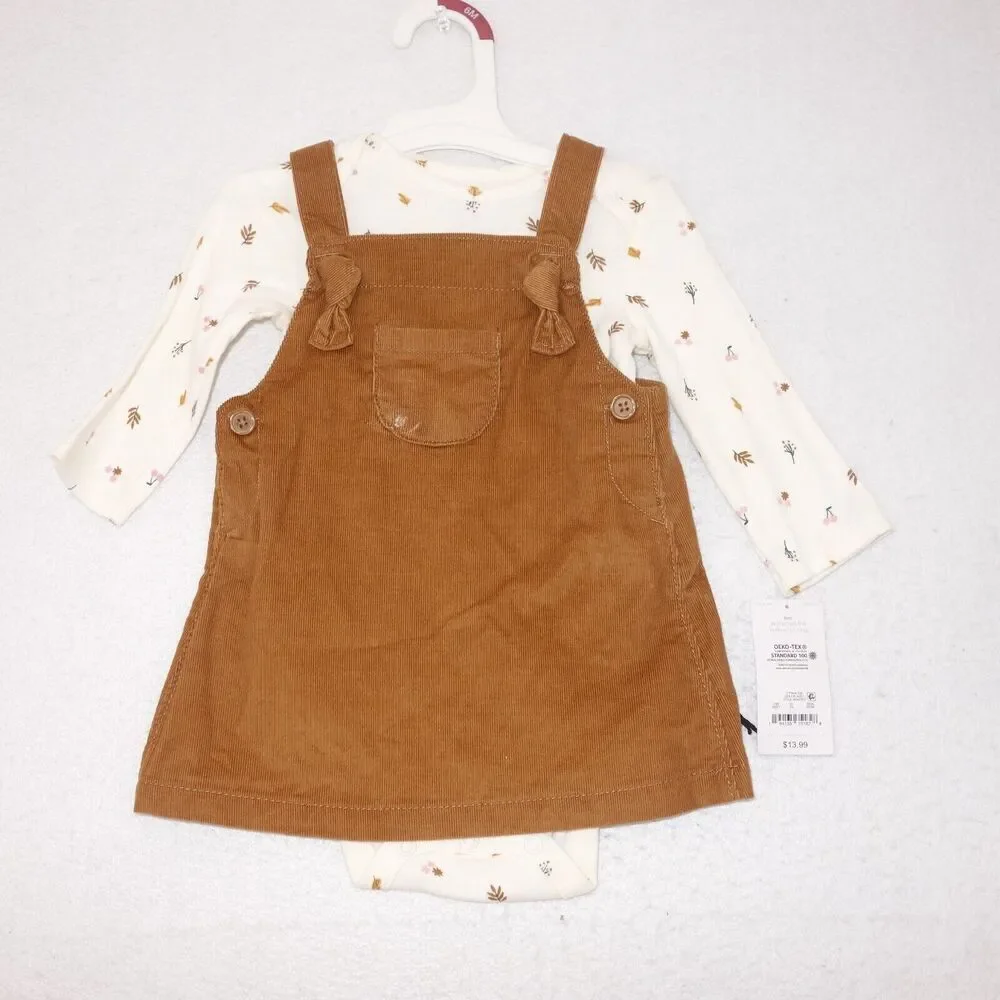 NEW Carter's Just One You Corduroy Romper Dress w/ Long Sleeve Shirt 6 Months